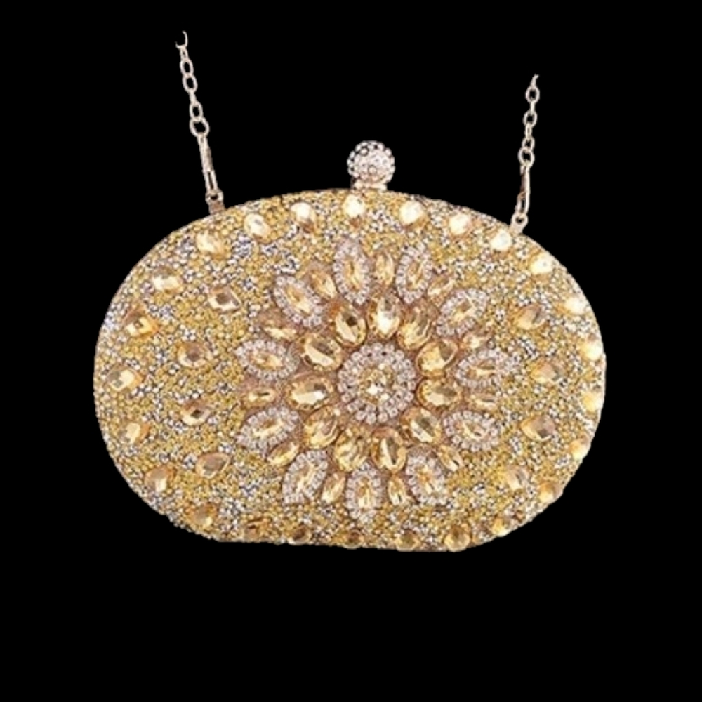 NEW Without Tags Gold Elegant, Chic Oval Evening Bag / Purse / Clutch